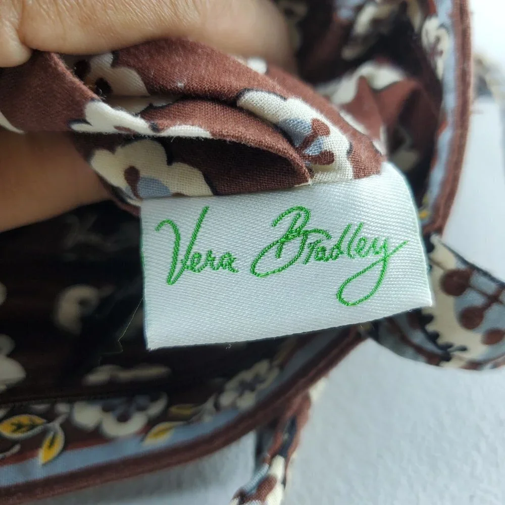 Vera Bradley Slate Blooms Pattern Top Zip Shoulder Bag Quilted Floral Handbag